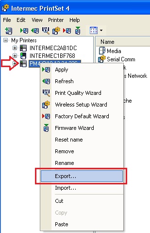 How to import or export settings from the former Honeywell printers?