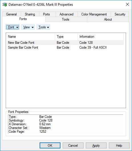 E-Class III How to enable the driver 'Sample Bar Code Font' in MS Word?