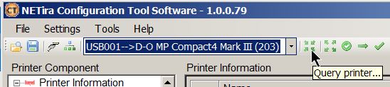 Which software is used to configure the MP Compact 4 Mark III printer?