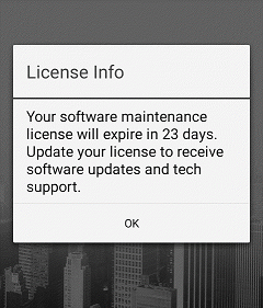 New license notifications on Honeywell Android devices