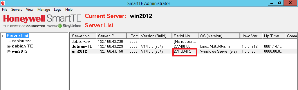 SmartTE Administrator shows 