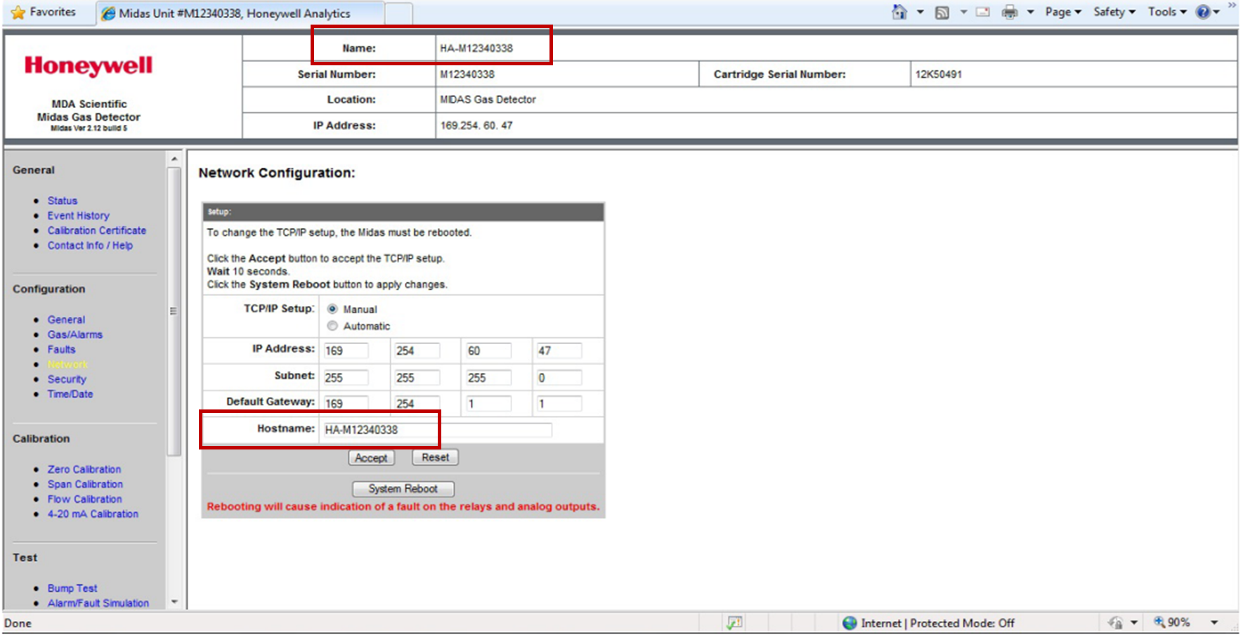 How to change the name of the MIDAS on the web server?