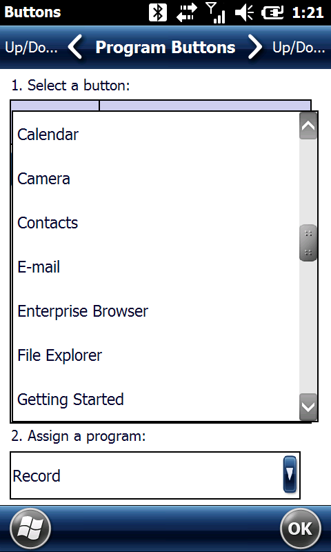 How to assign a button to start the Camera