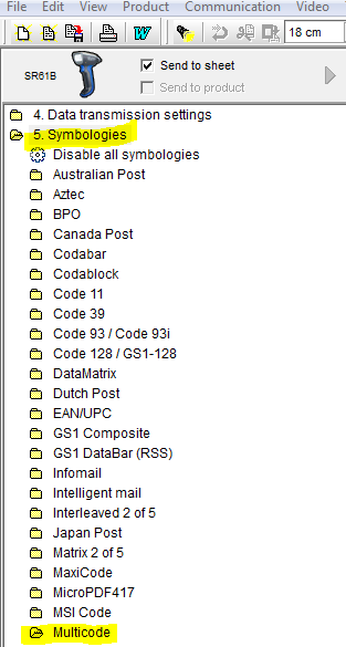 Configuring the SR61B to read two different symbologies with one ...