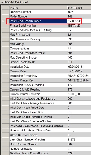 I Class Mark II - How to check Serial Number of the Printhead