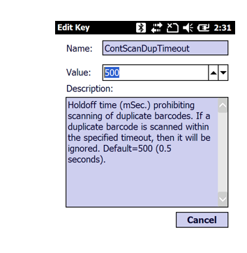 How to set a timeout if a duplicate barcode is scanned?