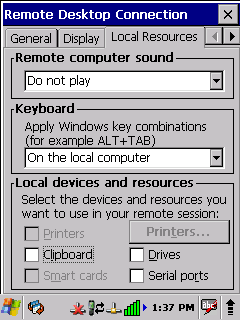 Remote Desktop Mobile/CE shows warning message 