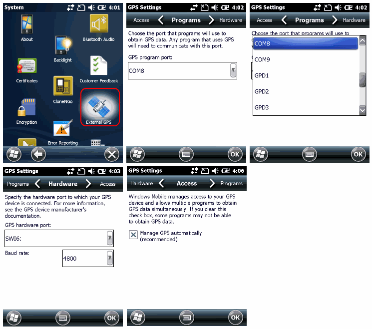 GPS default settings on CN70 and CK70