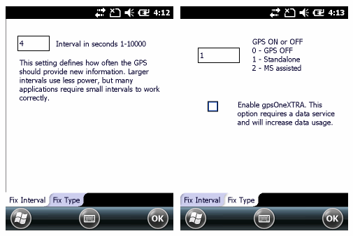 GPS default settings on CN70 and CK70
