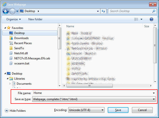 How to save a web page for support analysis?