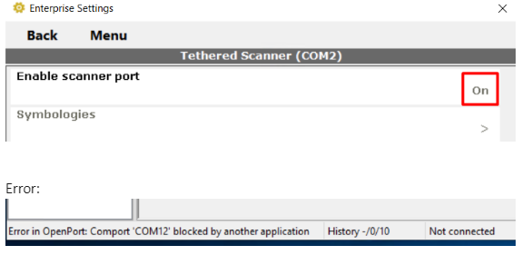 RT10W setup with Granit tethered scanner using RS232 on the RT10-EVD ...