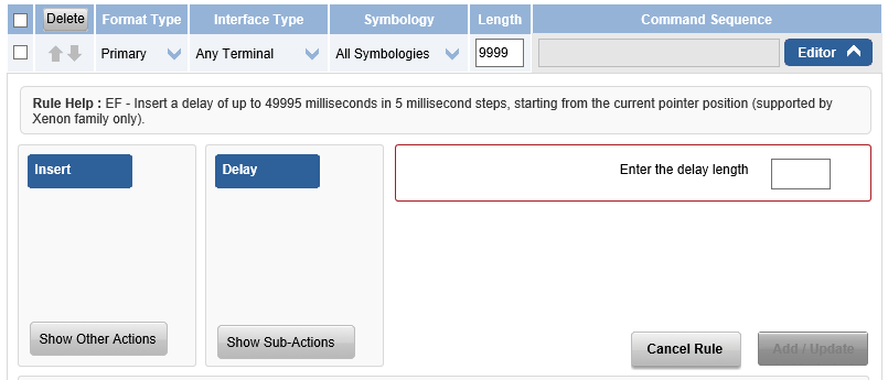 How to insert a Delay in Data Formatting in EZ Config for Scanning