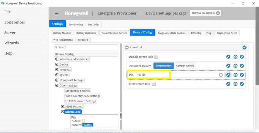 Setup PIN code automatically