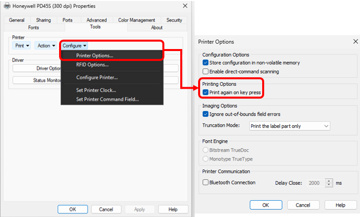 How to manually reprint last label via PM43 touch panel when in Fingerprint